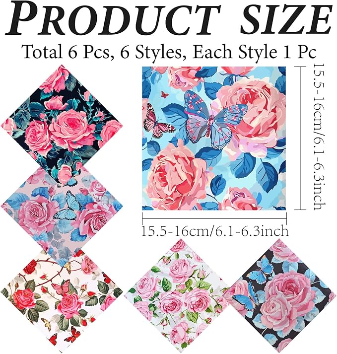 CREATCABIN 6 Packs Thickened Glasses Cleaning Cloth Elegant Flower Design