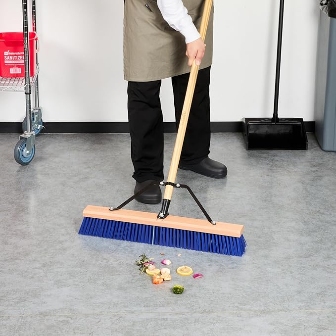 Restaurantware-BROOM HEAD ONLY: Clean Tek Professional 24-Inch Broom Head, 1 Heavy-Duty Push Cleaning Tool - Handle And Brace Sold Separately, Heavy Plastic Bristles, Wooden, Commercial Use