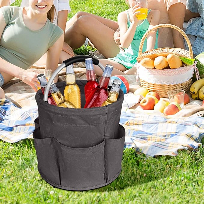Professional Cleaning Caddy Organizer - 11" Wearable Cleaning Supply Bag with Adjustable Shoulder Strap & Handle - Housekeeper Essentials Organizer for Detailing Tools & Supplies (Grey)