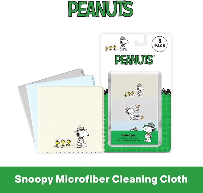 Microfiber Cloth & Glasses Wipes (3 Pack) Lens & Glasses Cleaning Cloth - Eye Glass Clean Cloths - Eyeglass Cleaning Cloths - Camera Lenses & Gadget Delicate Screens - Snoopy