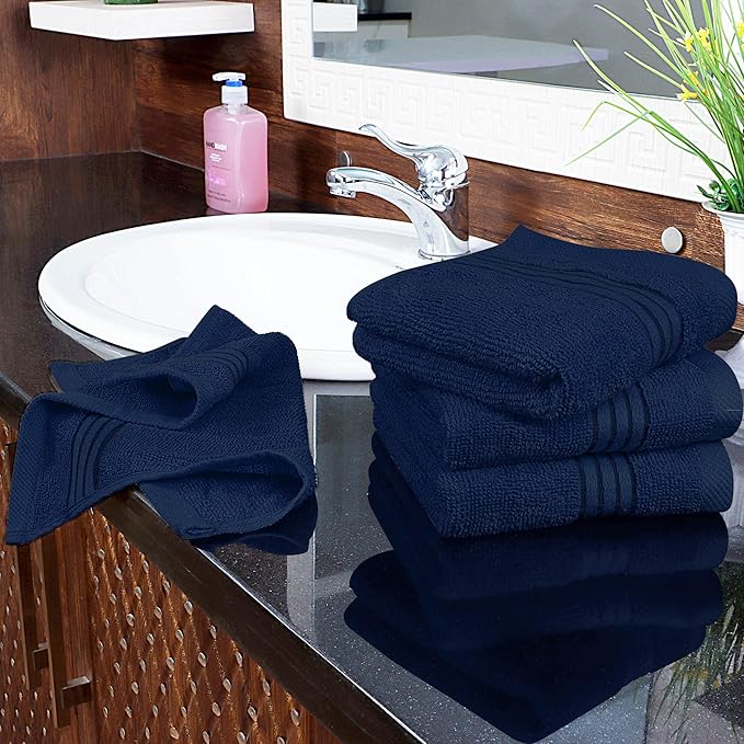 Utopia Towels Wash Cloths Set, 12 by 12 Inches, 100% Cotton Ring Spun, Highly Absorbent and Soft Feel Washcloths for Bathroom, Spa, Gym, and Face, 12 Pack Navy