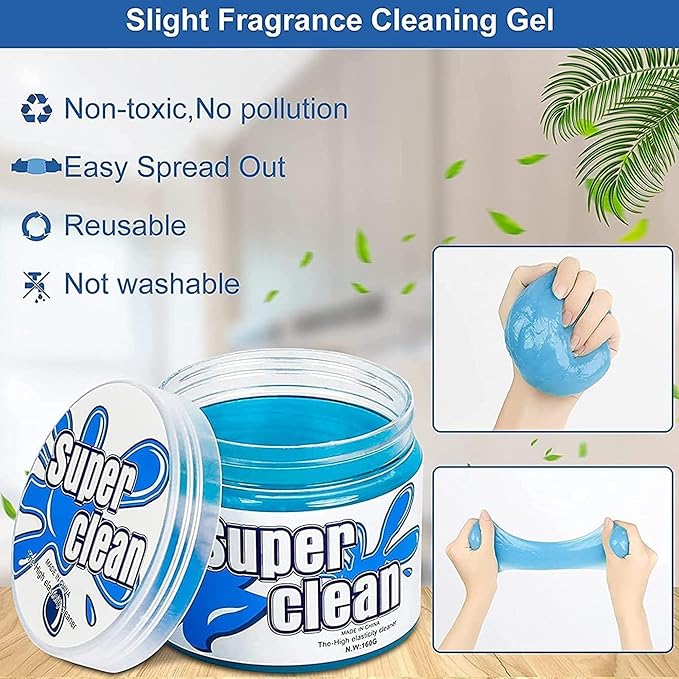 Cleaning Gel for Cars - Car Vent Keyboard - Dust Clear Kit, Home and Office Electronics, Reusable And Durable, Auto Air Vent Interior Detail Removal Putty, Speakers, Printers, Keyboards(2-Pack)