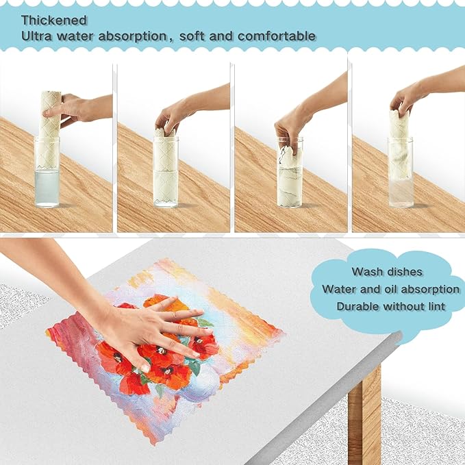 ALAZA Dish Towels - Poppies Flowers Dish Cloths, Super Absorbent, Lint Free, Soft Towel Kitchen Accessories Set of 6, 11"x11"