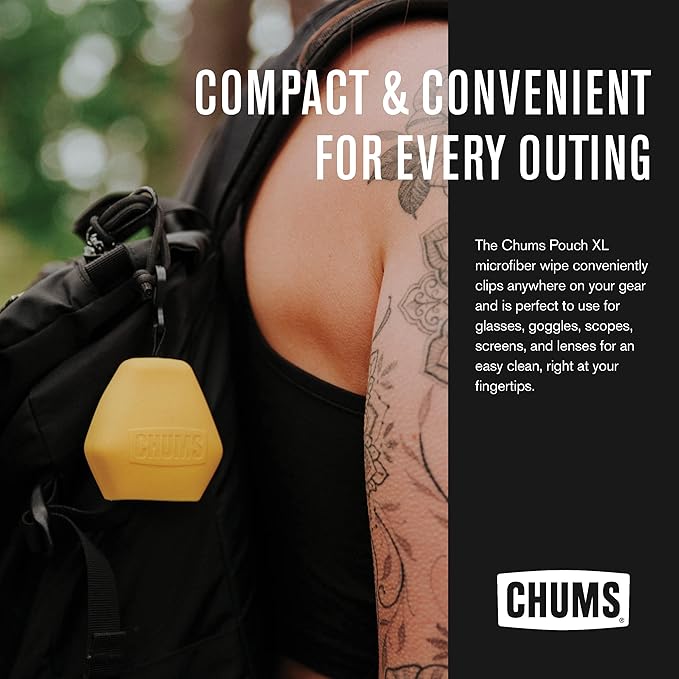 Chums Pouch XL Microfiber Lens Cloth - Portable Lens & Screen Cleaner Cloth Keychain (Black)