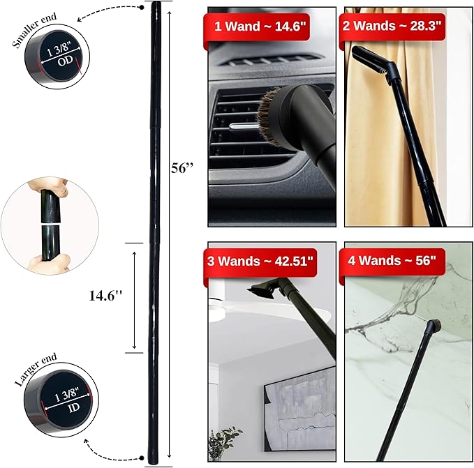 For Miele C1 C2 C3 Vacuum Attachments Accessories for High Ceilings, Venetian Blinds, Fans, Cobwebs & High Up Spaces: : 4 Pack Vacuum Extension Wands, Flexible Dust Brush, Horse Hair Dusting Brush