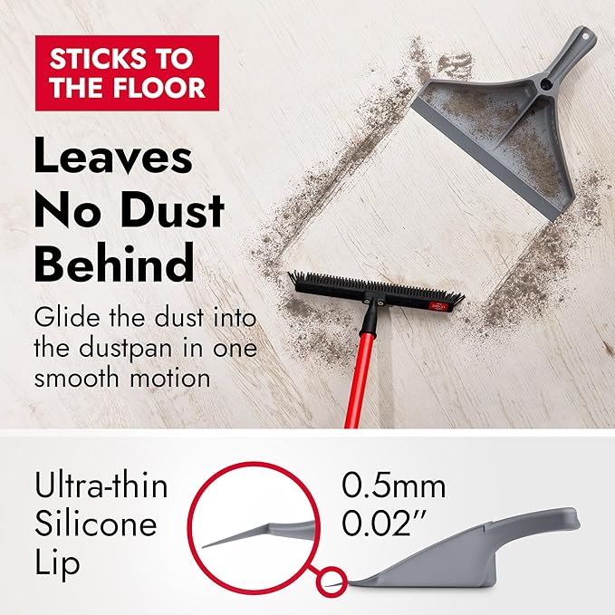 Dustpan by Ravmag- Solid Natural Silicone Construction- Stand Up Design- Accommodates Any Broom/Hand Brush- Best Dustpans for Home/Lobby/Shop
