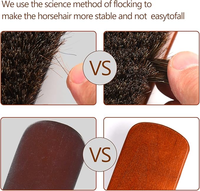 4-Piece Horsehair Shoe Brush Shine Kit, Shoe Polish Kit, Leather Shoes Boot Cleaning Brush Care Clean Dauber Applicators