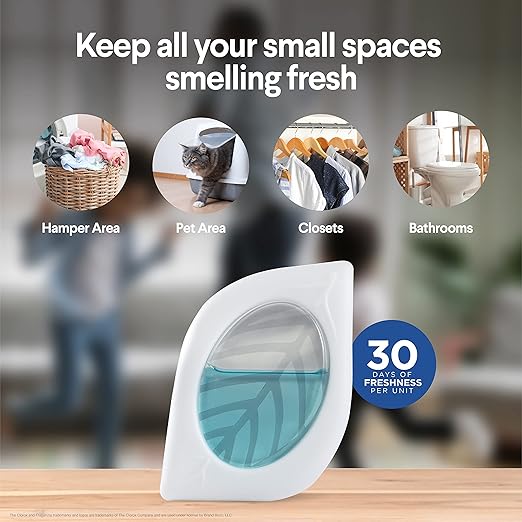 Clorox Fraganzia Small Room Air Freshener in Fresh Ocean Breeze, 2ct | Peel & Place Air Freshener, No-Plug, Battery-Free for Closets, Laundry Room, Entry Way, Bathroom, Locker, 2 Units
