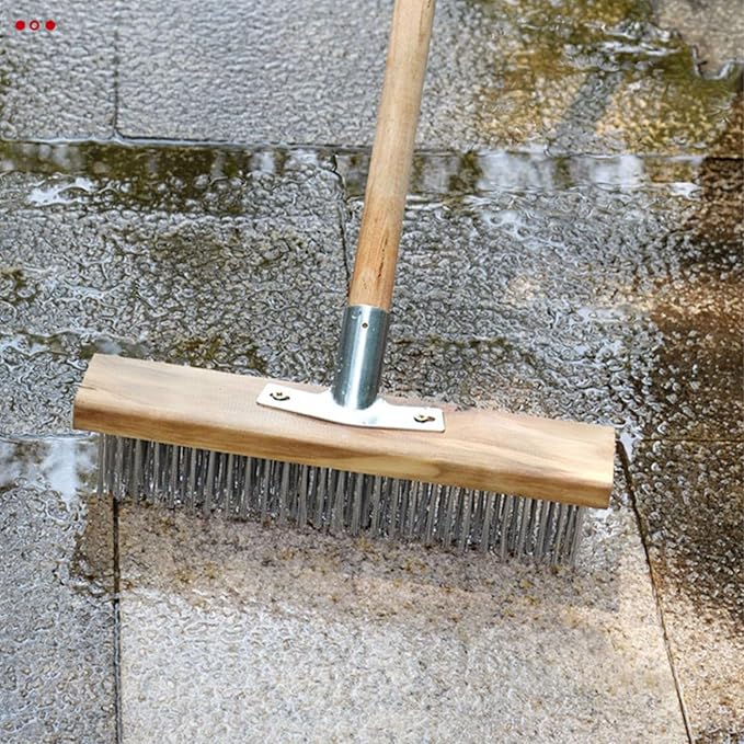 Vikye Scrub Brush with Long Handle, 7.9inch Heavy Duty Floor Scrubber Brush, Stiff Scrubber Brush for Cleaning Shower Bathroom Patio Garage