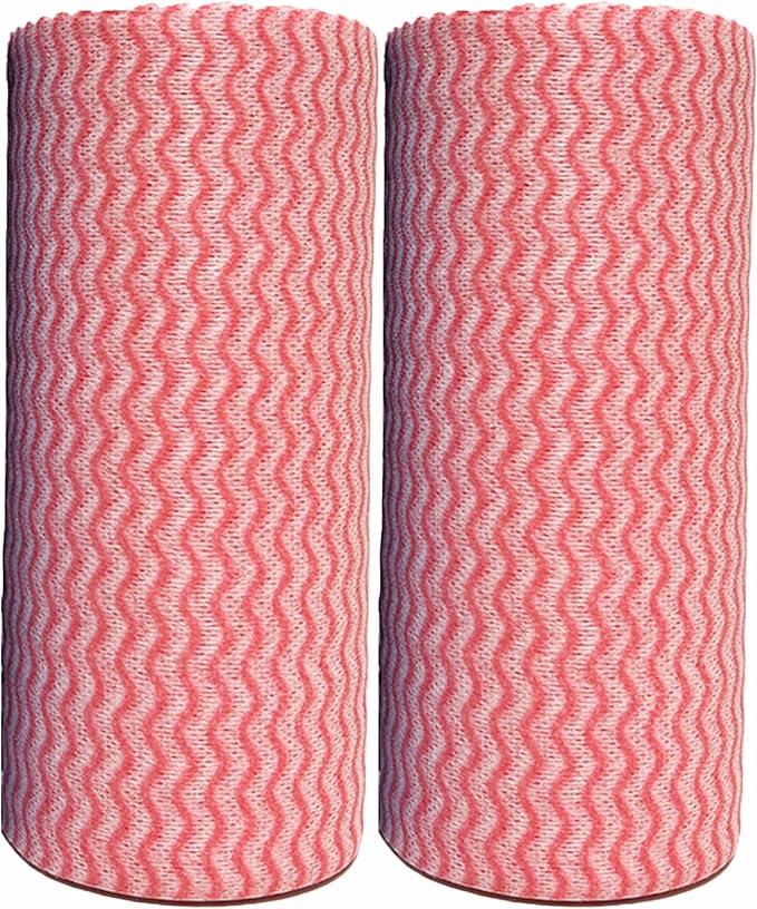 Disposable Cleaning Cloths Roll Disposable Dish Cloth Multi-Purpose Heavy Duty Paper Towels-200 Sheets,Red