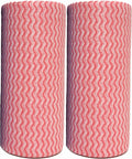 Disposable Cleaning Cloths Roll Disposable Dish Cloth Multi-Purpose Heavy Duty Paper Towels-200 Sheets,Red