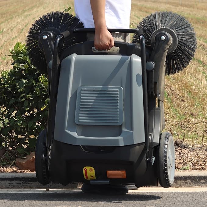Industrial Manual Push Sweeper - 41" Wide | 14.5 Gal - Non-Electric Sweeper for Warehouse & Streets, Gas Stations & Parking Lots