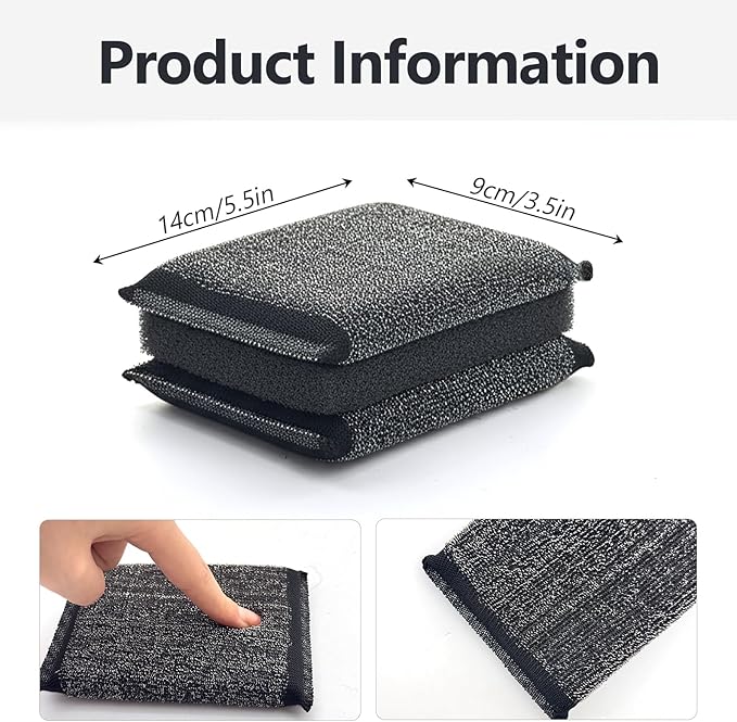 6 Pcs Steel Wool Scrubber Kitchen Sponges, Non Scratch Scrubbers Heavy Duty Reusable Multipurpose Cleaning Scrubbing Sponges Scrubbers for Pots, Pans, Gentle and Scratch Free Household Cleaning