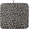 Floral Dish Drying Mat for Kitchen Counter 18x16 Inch Black Flower Drying Mat with Absorbent Reversible Microfiber Holiday Season Spring Dish Drainer Mats Rack Pad for Coffee Countertop Protector