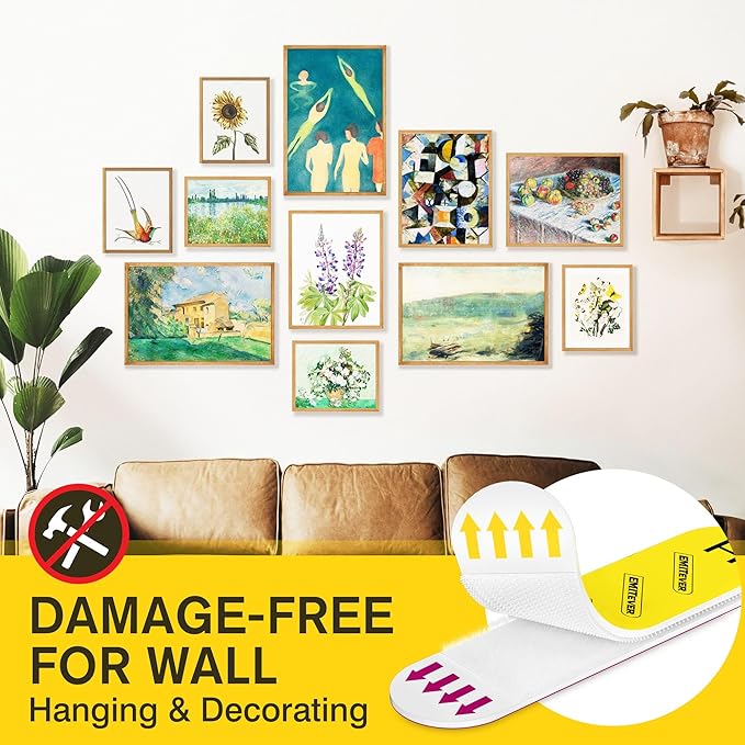 EMITEVER Picture Hanging Strips Heavy Duty, Damage Free Picture Hangers for Walls, Picture Hanging Kit, Hanging Hooks Without Nails, Medium Adhesive Wall Strips for Poster Sticky 20-Pairs (40 Strips)