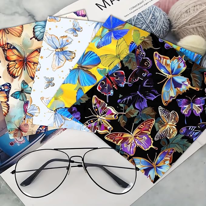 CREATCABIN 6 Packs Thickened Glasses Cleaning Cloth Elegant Flower Design