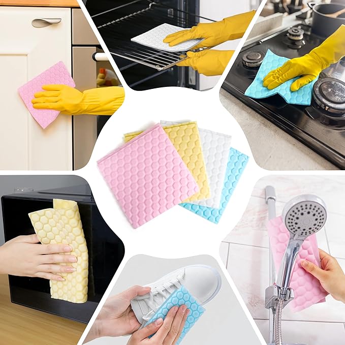20 Pack Magic Sponge Eraser Sheets, Multi-Surface Cleaner, Disposable Portable Magic Cleaning Eraser Thin Wipes for Kitchenware Bathroom Shoe Sink Car Interiors Hard to Reach Places-Multicolor