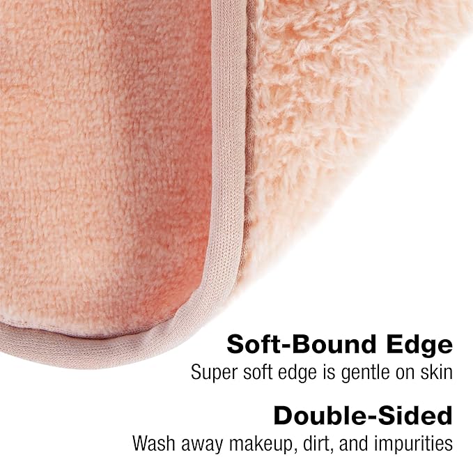 Eurow Reusable Makeup Remover Cloths, Soft Microfiber Face Towels for All Skin Types, Chemical-Free, Protective, Machine Washable, Gentle & Effective Facial Cleansing, 8"x8", Coral, 4-Pack