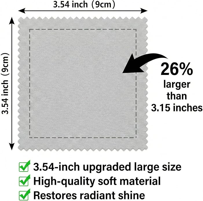 50 Pieces Jewelry Cleaning Cloths Polishing Cloths Sterling Silver, Sterling Gold, Platinum, Coins, Watches Small Polishing Cloths (3.54 in. x 3.54 in.)