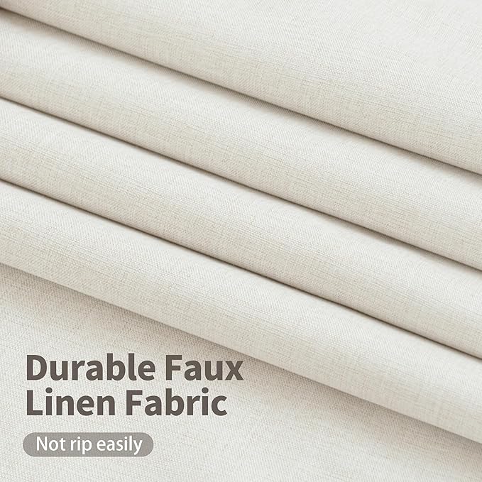 YoungsTex Linen Short Blackout Curtains 40 Inch Length for Bedroom, Rustic Room Darkening Drapes with Grommet Thermal Insulated for Kitchen Bathroom Window, 2 Panels, 42 X 40 Inch
