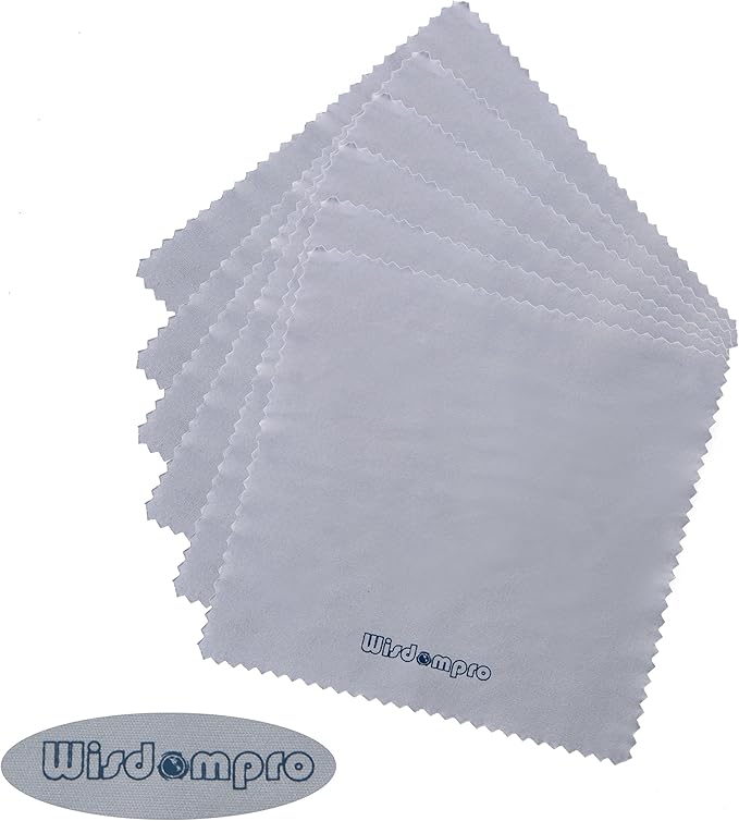 Wisdompro 12-Pack 6 x 6 Inches Microfiber Cleaning Cloth for Camera Optical Lens, Glass, Cell Phone, iPad, Tablet, Laptop, LCD TV, Computer Screen, Monitor and Other Device Surface