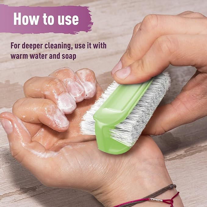 KONEX Two-Sided Nail Brush | Cleaning Fingernails, Stiff Bristle Nail Scrubber Brush, Durable Nail Cleaning Brush | Manicure & Pedicure Care, Professional Quality (Set of 5)