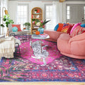6x9 FT Leopard Rug for Living Room Hot Pink Leopard Vintage Animal Rug Aesthetic Pink Rugs for Girls Room Nursery Bedroom Home Office Dorm Thin Bright Magenta Carpet (Hot Pink, 6X9 FT)