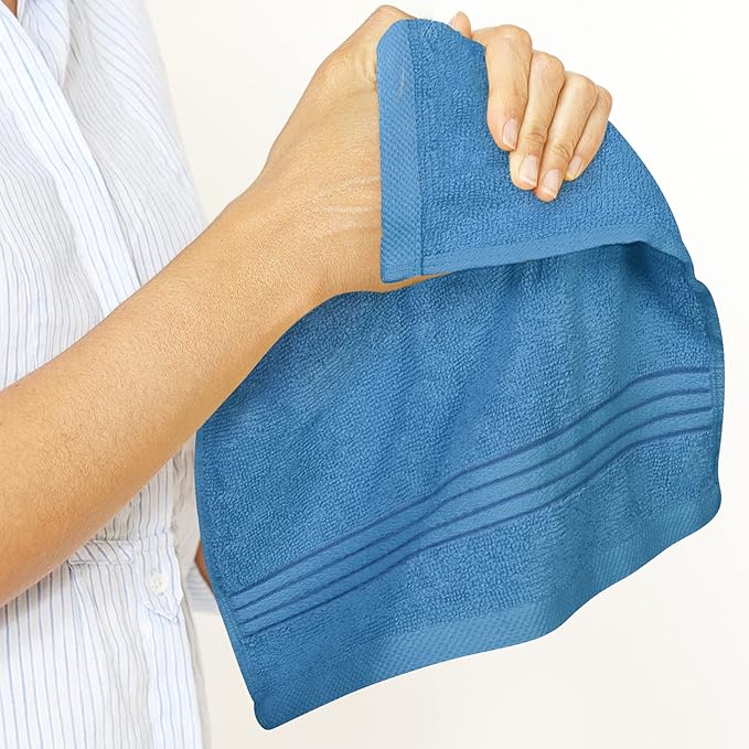 Utopia Towels Wash Cloths Set, 12 by 12 Inches, 100% Cotton Ring Spun, Highly Absorbent and Soft Feel Washcloths for Bathroom, Spa, Gym, and Face, 12 Pack Electric Blue