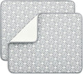 SUBEKYU Dish Drying Mats for Kitchen Counter, Microfiber Absorbent Dish Drainer/Rack Pads for Sink, 19.5*15.8 inch, Set of 2, Grey, leaf