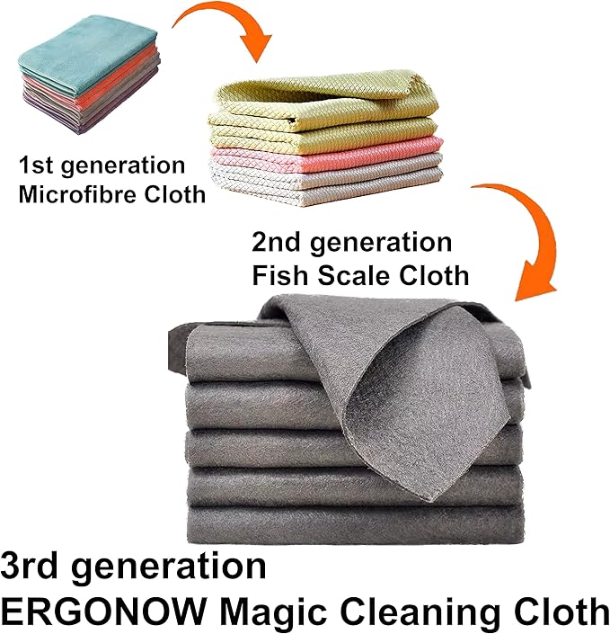 Magic Glass Cleaning Cloth 10 Pcs - Streak Free, Ultra-Absorbent car Window Fog Remover, Monitor Screen, and Glasses Cleaning Towel Made from Seaweed fibers 11.8"x11.8" (10, 30cm x 30cm)