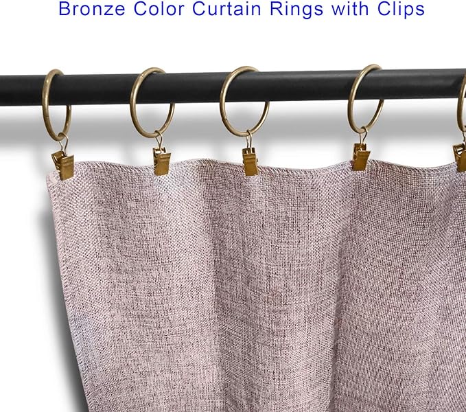100 Pack Metal Curtain Rings with Clips, Drapery Clips Hooks, Decorative Curtain Rod Clips 1.5 in Interior Diameter, Antique Bronze