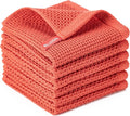 BOOMIBOO 6-Pack Kitchen Dish Cloths, 100% Cotton Waffle Weave, Ultra Soft Absorbent, Quick Drying Dish Towels, 12x12 Inches,Brick Red