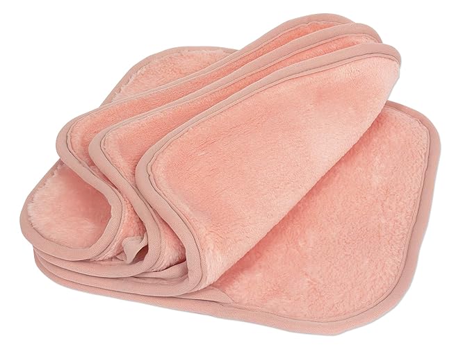 Eurow Reusable Makeup Remover Cloths, Soft Microfiber Face Towels for All Skin Types, Chemical-Free, Protective, Machine Washable, Gentle & Effective Facial Cleansing, 8"x8", Coral, 4-Pack