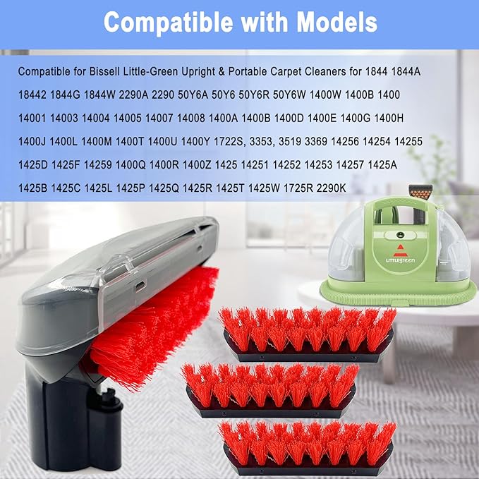 Upgraded 1400B Little Green 5.3" Detachable Tough Stain Brush Tool Replacement for Bissell Little-Green Upright &Portable Carpet Cleaners for 1400B 4075 3860 1425 2458 3194 3353 Series,1+3 Brush,Black