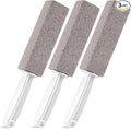 3 Pack Pumice Stone for Toilet Bowl Cleaning with Handle, Scouring Stick Remove Toilet Bowl Hard Water Rings, Calcium Buildup and Rust for Cleaning Toilet, Bathroom, Kitchen Sink, Grill (Gray)