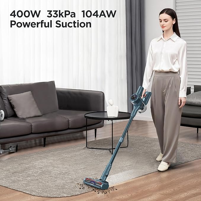 Cordless Vacuum Cleaner,Strong Suction & Powerful Stick Vacuum,Up to 50Mins Runtime,Automatic Suction Adjustment,All-in-One LED Display,Tangle-Free Design,Lightweight Vacuum Cleaners for All Floor