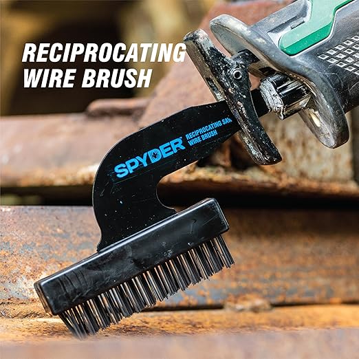 Spyder Steel Bristle Wire Brush Attachment for Reciprocating Saws, Removes Rust and Paint, Cleans Grout Lines
