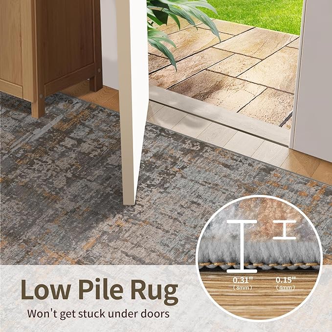 2x3 Entryway Rug,Door Mat Indoor Entrance, Washable Non Slip Kitchen Bathroom Rugs, Ultra-Thin Throw Small Rug for Front Door, Taupe