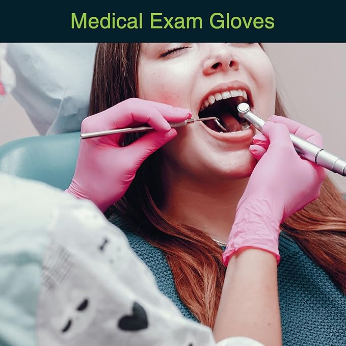 FifthPulse Pink Vinyl Disposable Gloves - Powder and Latex Free Medical Exam Gloves