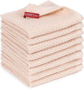 BOOMIBOO 8-Pack Kitchen Dish Cloths, 100% Cotton Waffle Weave, Ultra Soft Absorbent, Quick Drying Dish Towels, 12x12 Inches, Beige