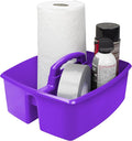 Storex 2-Compartment Large Craft Caddy – Multipurpose Classroom Organizer with Handle, Purple, 1-Pack (00955C06C)