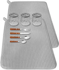 2 Pack Large Dish Drying Mat for Kitchen Counter,24*17 inch Microfiber Absorbent Dish Drainer,Large Size Dish Drying Pad for Countertops,Draining Racks,Sinks(Gray)