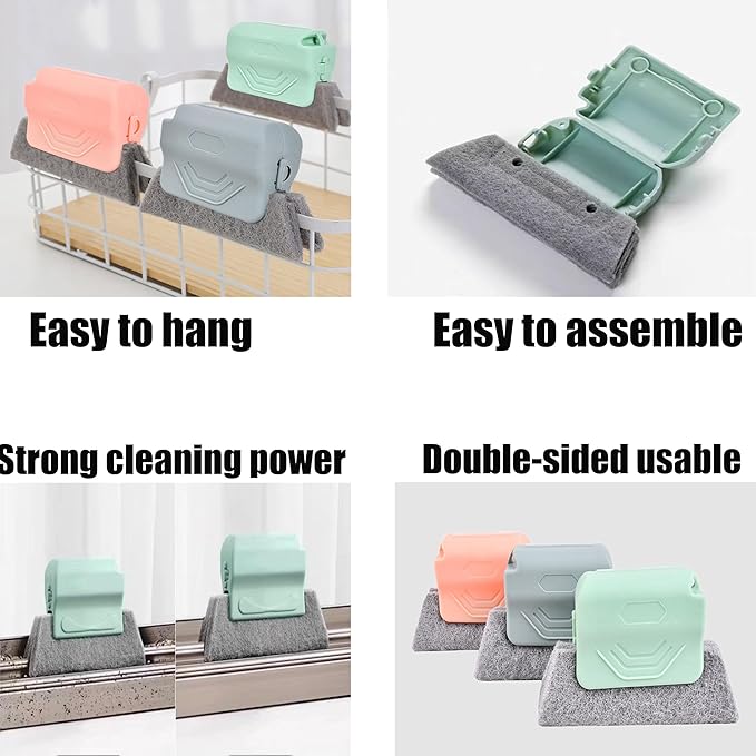 Magic Window Track Cleaner, 2026 New Sliding Door Track Cleaner Window Groove Cleaning Brush Tools Set, Hand-held Crevice Cleaning Brush for Car Vents Window lides Gaps Tile (Pink 3Pcs)