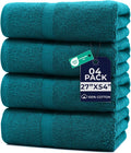 DAN RIVER Bath Towels Set of 4, 27 x 54 Inches, 100% Cotton, Larger & Lighter Weight, Quicker to Dry, Super Soft and Absorbent, Ideal Luxury Bath Towels for Daily Use, Teal