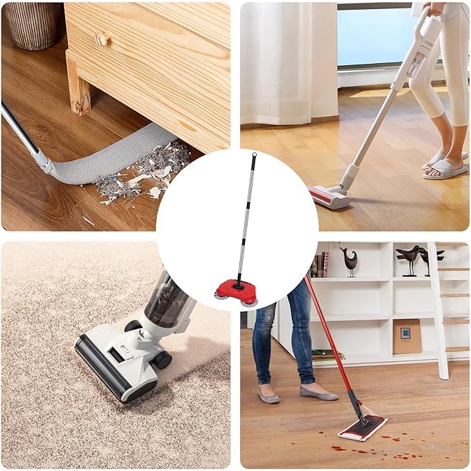 Hand Push Sweeperr - Manual Carpet Sweeperr, Non-Electric Floor Broom, Adjustable Handle Sweeping Brush, Indoor & Outdoor Floor Cleaner, Cordless Handheld Sweeperr, Push Floor Cleaning Tool for Home