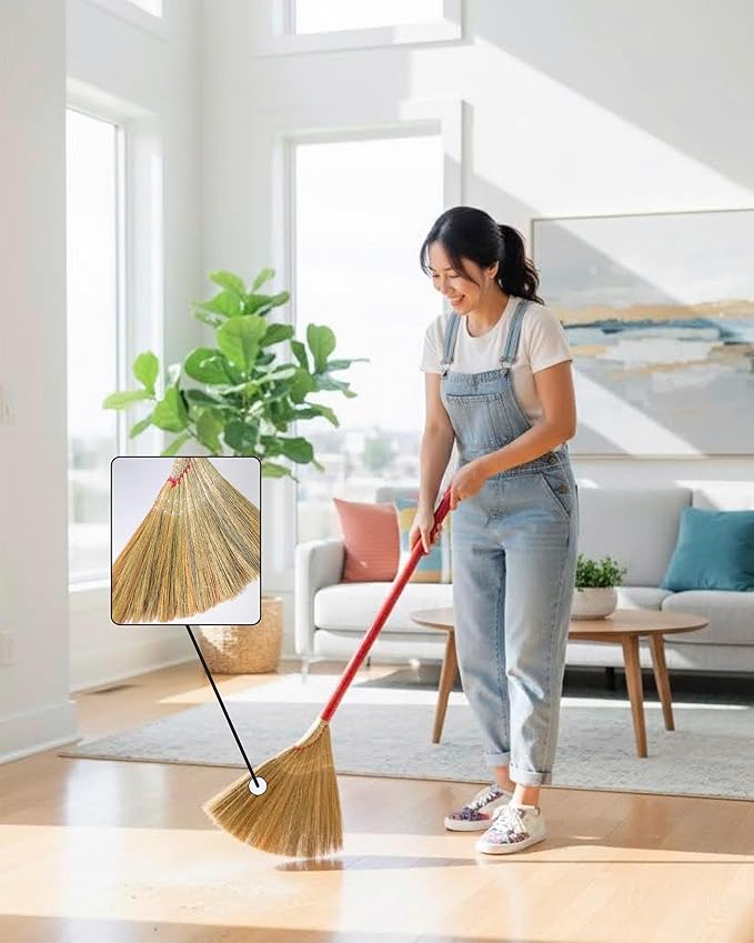 Coco Deluxe Vietnamese Natural Straw Broom /40" Handmade Soft Grass Broom for Indoor & Outdoor/Choi Bong Co Viet NAM Cao Cap (1)