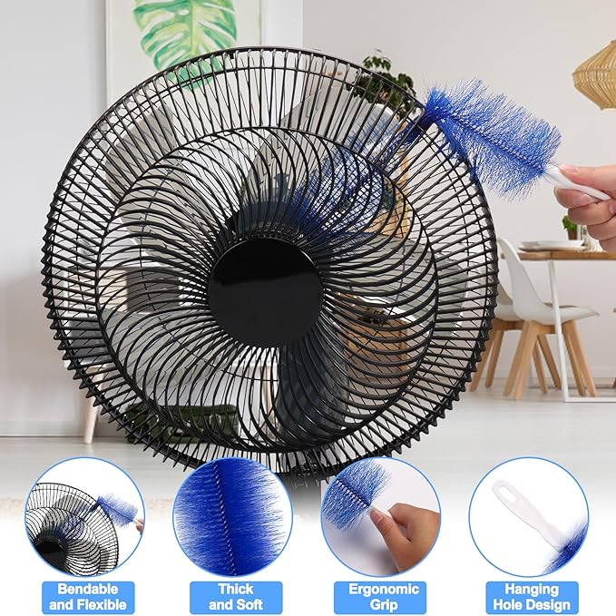 XANGNIER Fan Cleaning Brush Tools Set,10 Pcs Fan Cleaner for Stand up Fan/Desk/Window Exhaust/Box/Oscillating/Standing/Floor/Clip on/Wall/Table/Wall Mount/Pedesta Fan,Bendable Cobweb Duster Remover