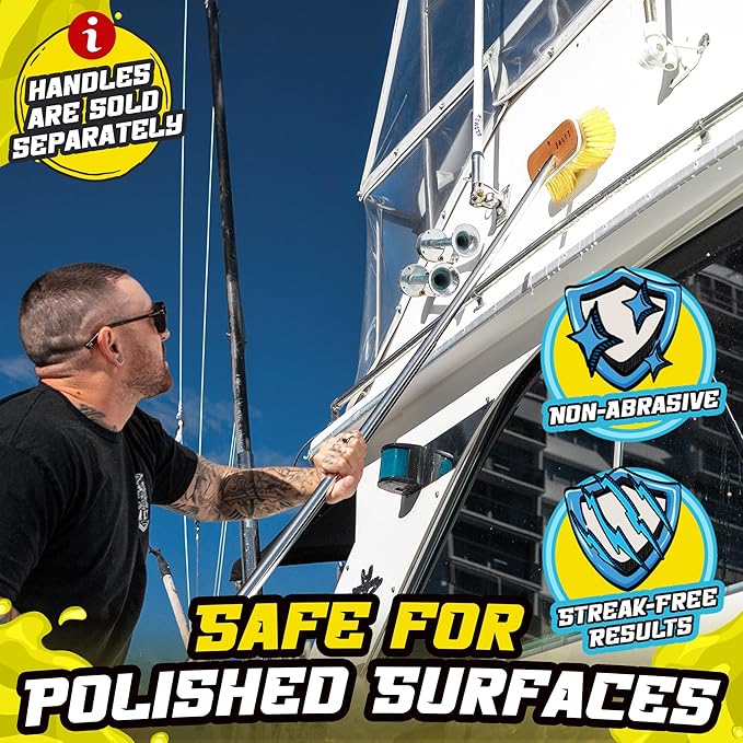 Salty Captain Soft Bristle Boat Deck Brush – Gentle Cleaning for Fiberglass, Glass & Polished Surfaces – Durable Marine-Grade Design