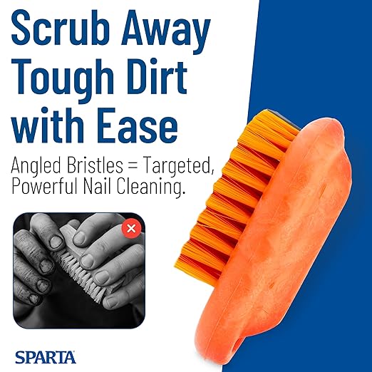 SPARTA 5 Inch Hand and Nail Brush with Stiff Polyester Bristles, Polypropylene Body, Color Coded Scrub Brush for Commercial Foodservice and Industrial Use, Orange (Pack of 12)