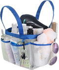 Haundry Mesh Shower Caddy Tote, Large College Dorm Bathroom Caddy Organizer with Key Hook and 2 Oxford Handles, 8 Basket Pockets for Camp Gym